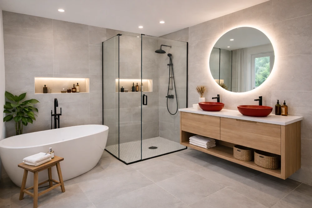 salle de bains moderne double vasque